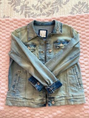 LC Lauren Conrad Light Blue Denim Jacket with Contrast Stitching